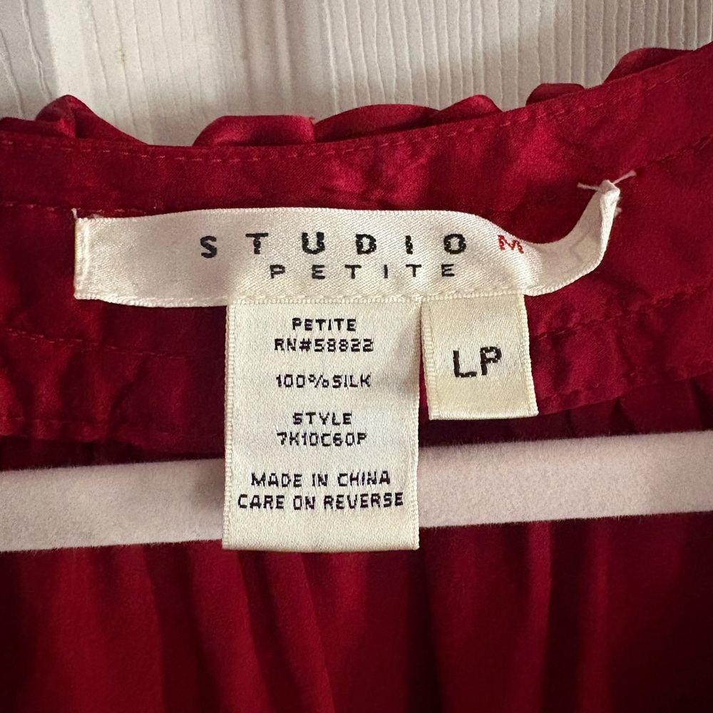 Studio M Red Satin Ruffle-Trim Night Chemise - Picture 3 of 3